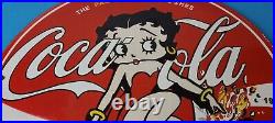 Vintage Coca Cola Sign Betty Boop Bottle Gas Pump Porcelain Sign