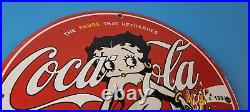 Vintage Coca Cola Sign Betty Boop Bottle Gas Pump Porcelain Sign