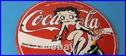 Vintage Coca Cola Sign Betty Boop Bottle Gas Pump Porcelain Sign