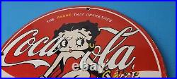 Vintage Coca Cola Sign Betty Boop Bottle Gas Pump Porcelain Sign