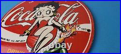 Vintage Coca Cola Sign Betty Boop Bottle Gas Pump Porcelain Sign