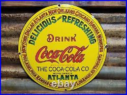 Vintage Coca Cola Sign Coke Porcelain Sign Soda Pop Atlanta Beverage Coke Bottle