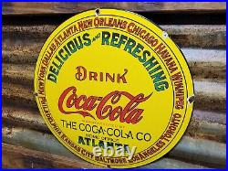 Vintage Coca Cola Sign Coke Porcelain Sign Soda Pop Atlanta Beverage Coke Bottle