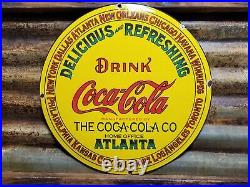 Vintage Coca Cola Sign Coke Porcelain Sign Soda Pop Atlanta Beverage Coke Bottle