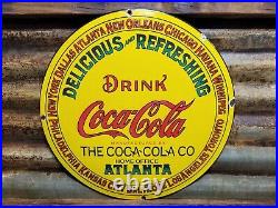 Vintage Coca Cola Sign Coke Porcelain Sign Soda Pop Atlanta Beverage Coke Bottle