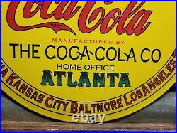 Vintage Coca Cola Sign Coke Porcelain Sign Soda Pop Atlanta Beverage Coke Bottle