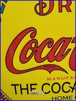 Vintage Coca Cola Sign Coke Porcelain Sign Soda Pop Atlanta Beverage Coke Bottle