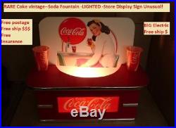 Vintage Coca Cola Soda Fountain Store Display Lighted Sign Coke Advertising NICE