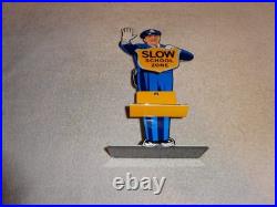 Vintage Coca Cola Stand-up Policeman Slow School Zone 12 Metal Soda Cop Sign