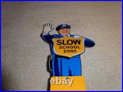 Vintage Coca Cola Stand-up Policeman Slow School Zone 12 Metal Soda Cop Sign