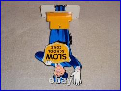 Vintage Coca Cola Stand-up Policeman Slow School Zone 12 Metal Soda Cop Sign