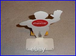 Vintage Coca Cola Stand-up Policeman Slow School Zone 12 Metal Soda Cop Sign