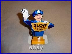 Vintage Coca Cola Standup Policeman Slow School Zone 12 Metal Soda Cop Gas Sign