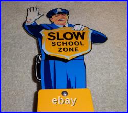 Vintage Coca Cola Standup Policeman Slow School Zone 12 Metal Soda Cop Gas Sign