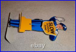 Vintage Coca Cola Standup Policeman Slow School Zone 12 Metal Soda Cop Gas Sign