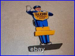 Vintage Coca Cola Standup Policeman Slow School Zone 12 Metal Soda Cop Gas Sign