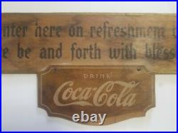 Vintage Coca Cola Wooden Display Sign By Kay Displays Nyc. 1940's