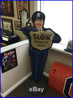 Vintage Coca-cola Policeman School Crossing Guard Original Coke Advertising Sign