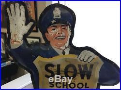 Vintage Coca-cola Policeman School Crossing Guard Original Coke Advertising Sign