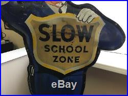 Vintage Coca-cola Policeman School Crossing Guard Original Coke Advertising Sign