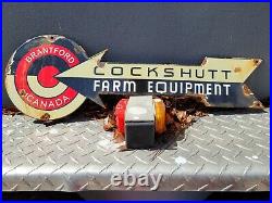 Vintage Cockshutt Porcelain Sign Gas Farm Equipment Barn Signage Tractor Arrow