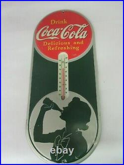 Vintage Coke Coca Cola Girl Soda 1939 Store Thermometer Advertising M-334