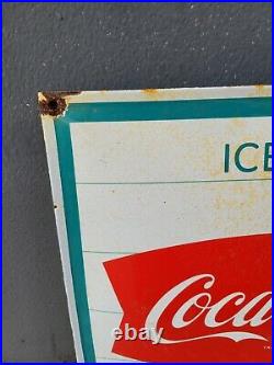Vintage Coke Porcelain Sign Gas Coca-cola Soda Drink Beverage Food Advertising