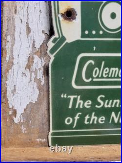 Vintage Coleman Porcelain Sign Rare Old Camping Lantern Hiking National Park