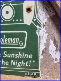 Vintage Coleman Porcelain Sign Rare Old Camping Lantern Hiking National Park
