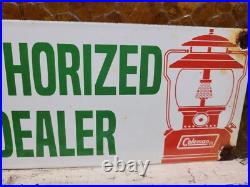 Vintage Coleman Sign Camping Oil Lantern Lamp Cabin Sport Goods Porcelain Sign Vintage Coleman Sign Camping Oil Lantern Lamp Cabin Sport Goods Porcelain Sign