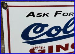 Vintage Coleman's Ginger Ale Porcelain Sign Gas Station Coca Cola Pepsi Fresca