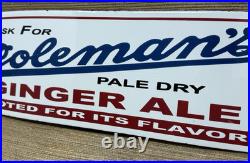 Vintage Coleman's Ginger Ale Porcelain Sign Gas Station Coca Cola Pepsi Fresca