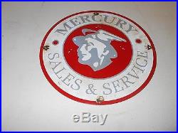 Vintage Collectible 12 Metal PorcelaIn MERCURY SALES & SERVICE ADVERTISING Sign