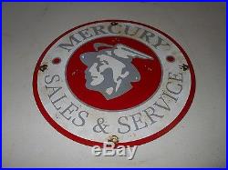 Vintage Collectible 12 Metal PorcelaIn MERCURY SALES & SERVICE ADVERTISING Sign