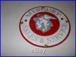 Vintage Collectible 12 Metal PorcelaIn MERCURY SALES & SERVICE ADVERTISING Sign
