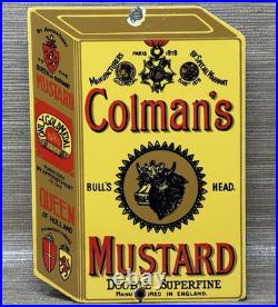 Vintage Colman's Mustard Porcelain Sign Oil Gas Station Restaurant Diner Ketchup