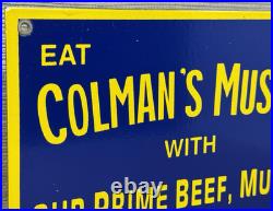 Vintage Colman's Mustard Porcelain Sign Oil Gas Station Restaurant Diner Ketchup