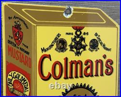 Vintage Colman's Mustard Porcelain Sign Oil Gas Station Restaurant Diner Ketchup