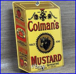 Vintage Colman's Mustard Porcelain Sign Oil Gas Station Restaurant Diner Ketchup