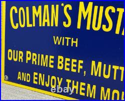 Vintage Colman's Mustard Porcelain Sign Oil Gas Station Restaurant Diner Ketchup