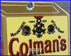 Vintage Colman's Mustard Porcelain Sign Oil Gas Station Restaurant Diner Ketchup