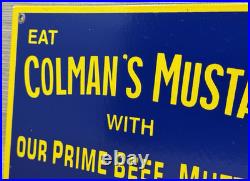 Vintage Colman's Mustard Porcelain Sign Oil Gas Station Restaurant Diner Ketchup
