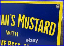 Vintage Colman's Mustard Porcelain Sign Oil Gas Station Restaurant Diner Ketchup