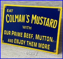 Vintage Colman's Mustard Porcelain Sign Oil Gas Station Restaurant Diner Ketchup