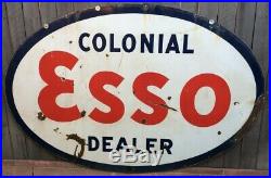 Vintage Colonial Esso (exxon-mobil) Porcelain Gas Advertising Sign