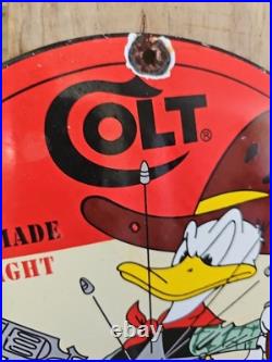 Vintage Colt Made It Right Porcelain Sign Gun Ammo 12