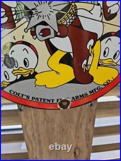 Vintage Colt Made It Right Porcelain Sign Gun Ammo 12