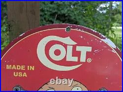 Vintage Colt Porcelain Pistol Advertising Sign 12