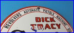 Vintage Colt Porcelain Pistols Machine Guns Firearm Gas Pump Dick Tracy Sign