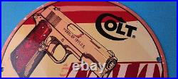 Vintage Colt Porcelain Revolvers Pistols 10 Firearm Gas Service Pump Plate Sign